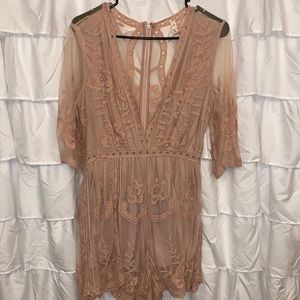 Blush/beige Lace Romper
